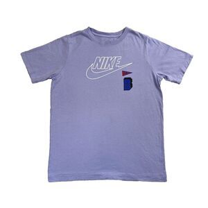The Nike Tee T-Shirt Purple Short Sleeve Graphic Logo Crew Neck Youth Size XL